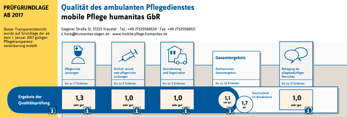 Diagramm zur Qualität der medizinischen Pflege mit verschiedenen Themen und Schritten abgebildet.